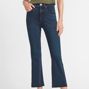 NWOT Express High Rise Cropped Flare Jeans Dark Wash